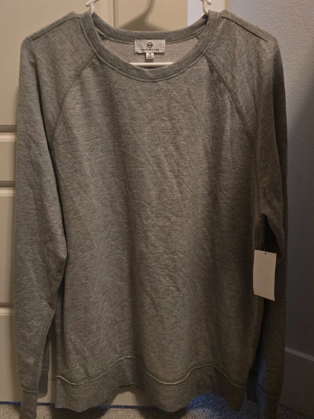 AG Adriano Goldschmied Grey Blake Crew Raglan Sweatshirt Size M NWT